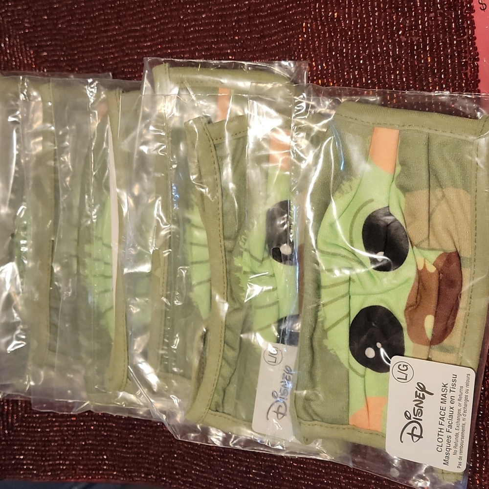 9 (Being sold together) Brand New Disney Baby Yoda Cloth Face Masks in packages